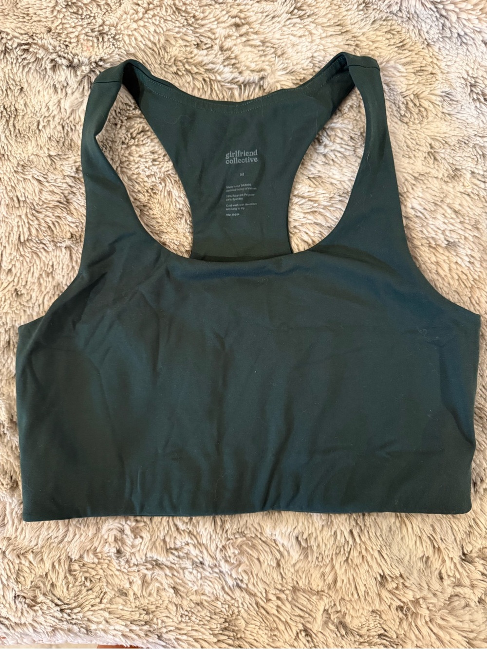 girlfriend collective dark green bralette / sports bra / tight top